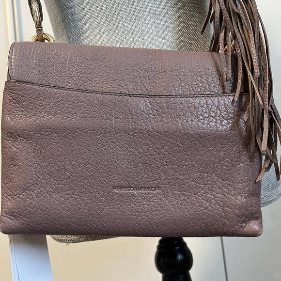 NWT REBECCA MINKOFF Mink Brown Isabel Crossbody Bag with Fringe Strap - Picture 8 of 16